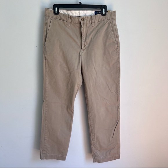 Ralph Lauren Tan Chinos Classic Straight-Leg Cotton 32/30 - Picture 1 of 5